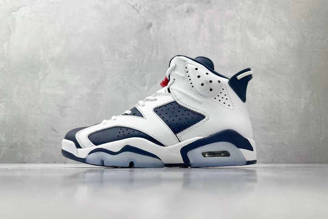 Air Jordan 6 "White Navy" Premium Basketball Sneakers