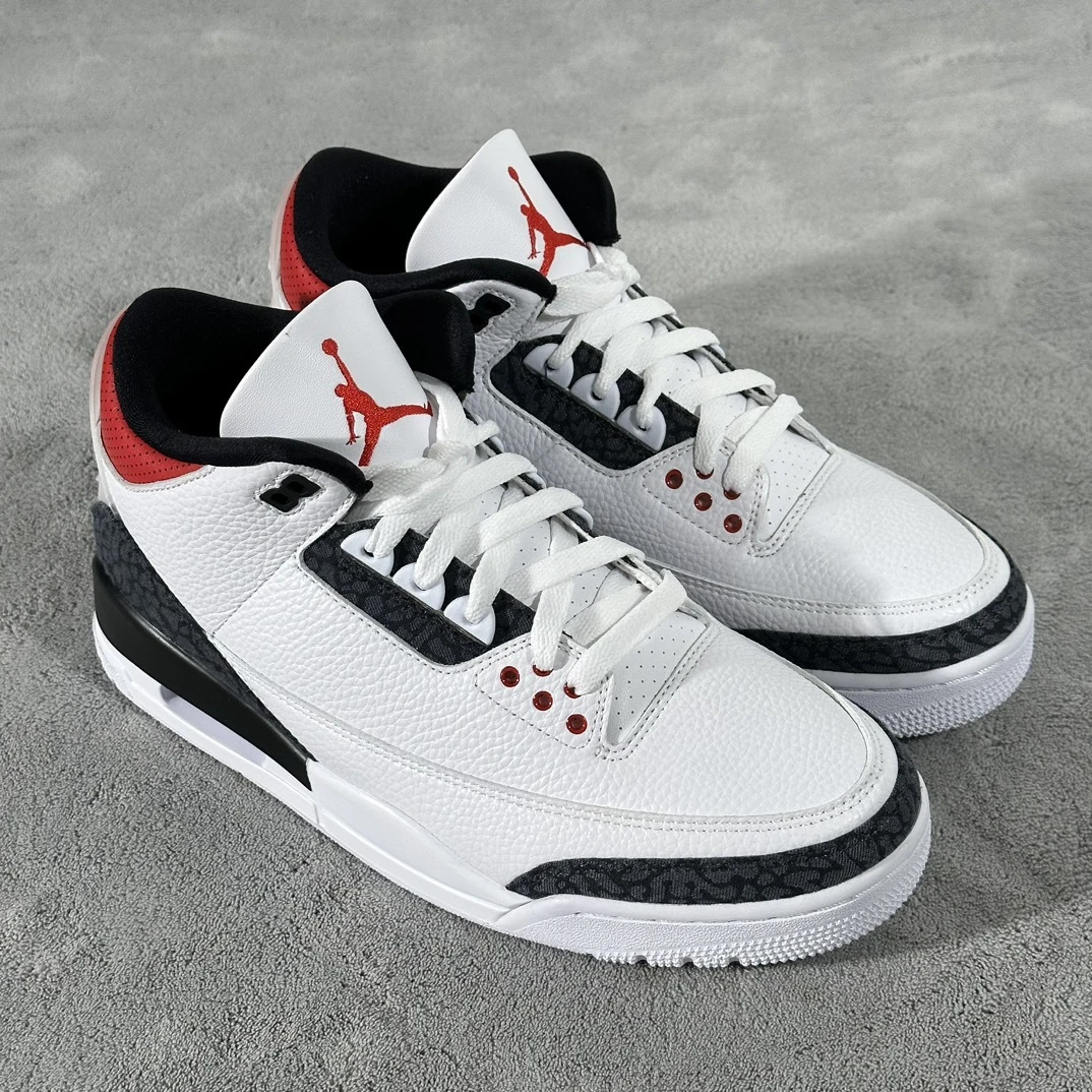 Air Jordan 3 Retro Sneakers – White Black Cement Grey Fire Red