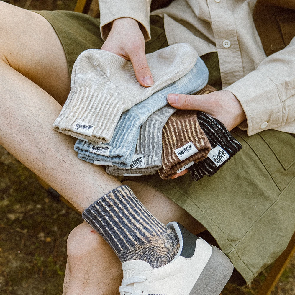 Men’s Retro Cotton Crew Socks – Breathable Outdoor Casual Spring & Summer Socks