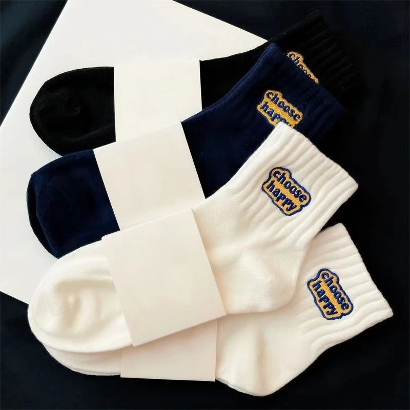 Men’s Premium Breathable Cotton Crew Socks Set – Autumn & Winter Sports Casual Tube Socks