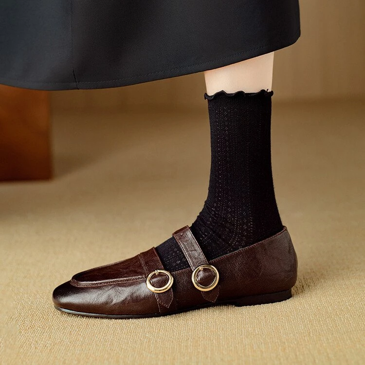 Women’s Genuine Leather Loafers with Buckle