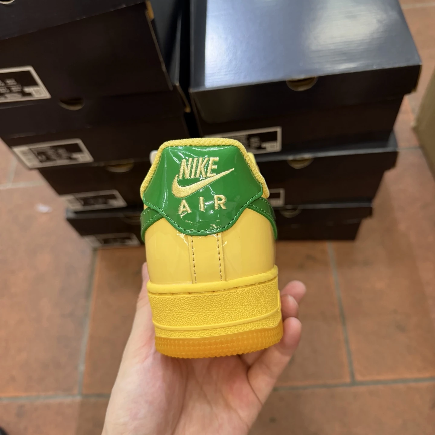 Nike Air Force 1 Low Premium Sneakers – Glossy Yellow/Orange/Green