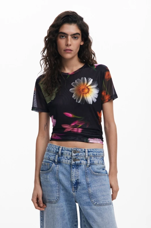 Desigual Women's Black Floral T-Shirt