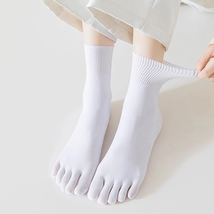 Women Velvet Five Fingers Socks – Thin Cotton Breathable Toe Socks for Spring & Summer
