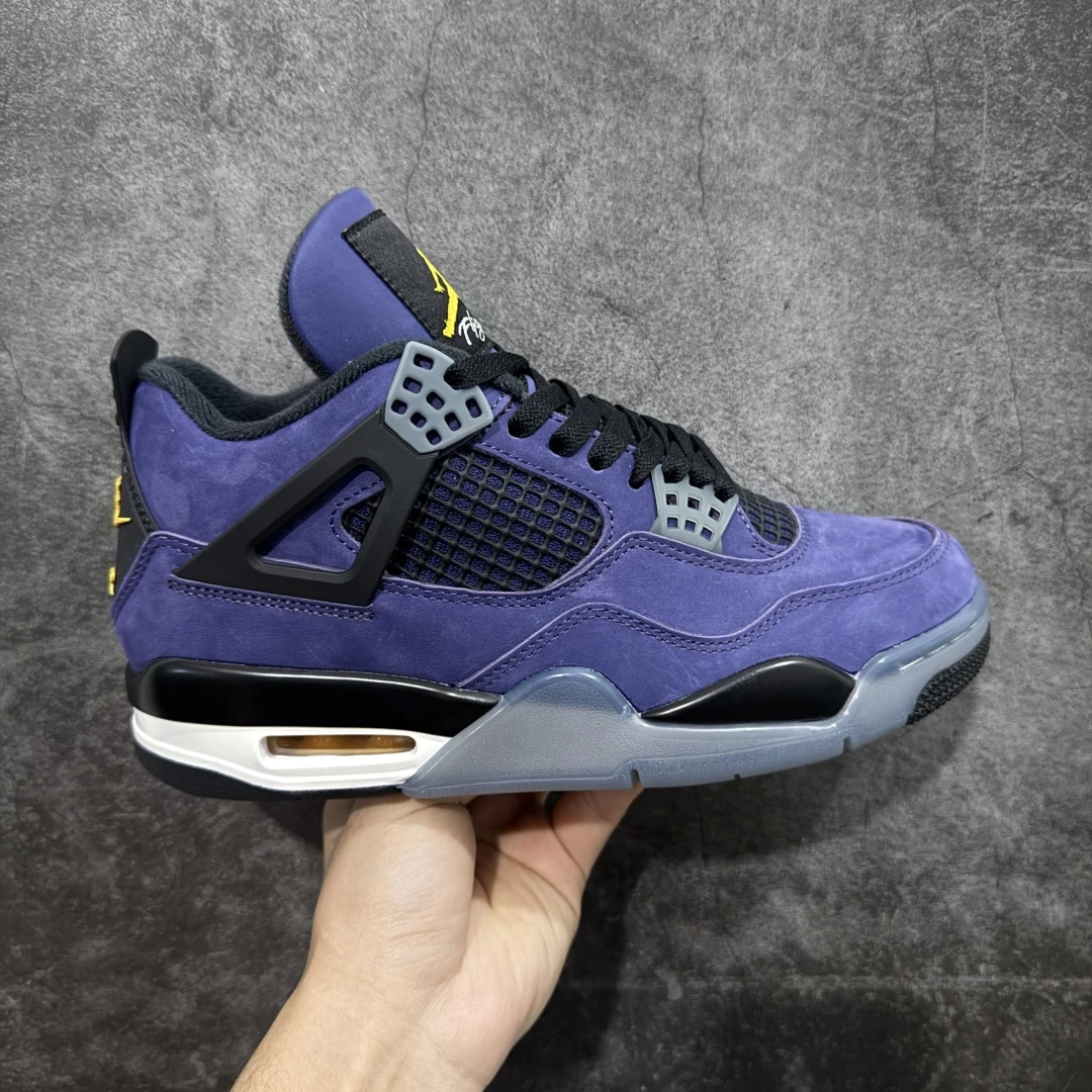 Air Jordan 4 Retro Sneakers – Black Court Purple Gold