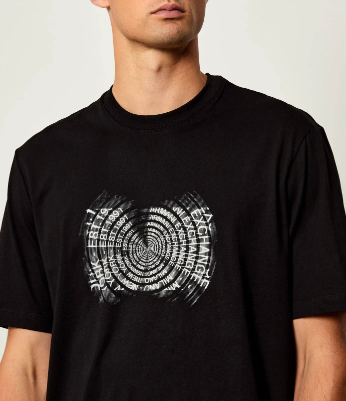 Armani Exchange Men's Printed Black Cotton T-Shirt – Winter Edition