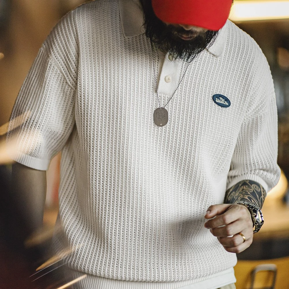 Men's Vintage Hollow Knit Polo Shirt