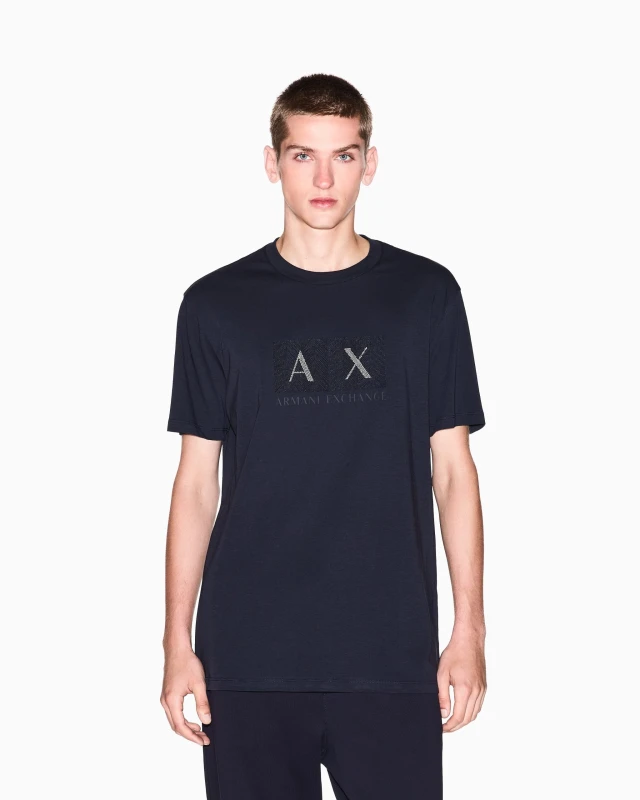 Armani Exchange Men's Black T-shirt with Sparkling Logo
