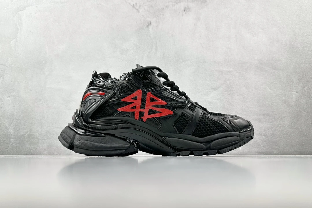Balenciaga 3XL Black Red Graffiti Designer SneakerBA