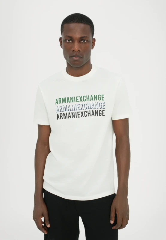 Armani Exchange Men's White Printed Cotton T-Shirt
