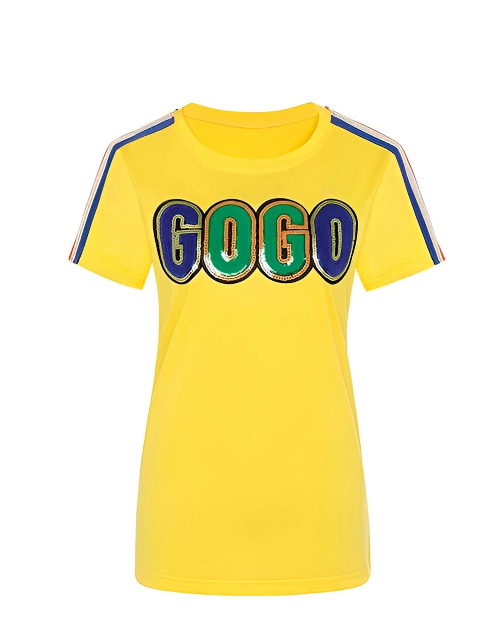Summer Yellow Cotton Sequin T-Shirt for Women – Streetwear Style