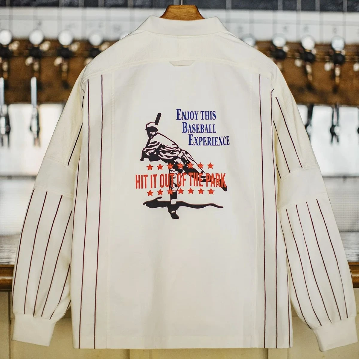 Vintage Baseball Print Cotton Polo Hoodie