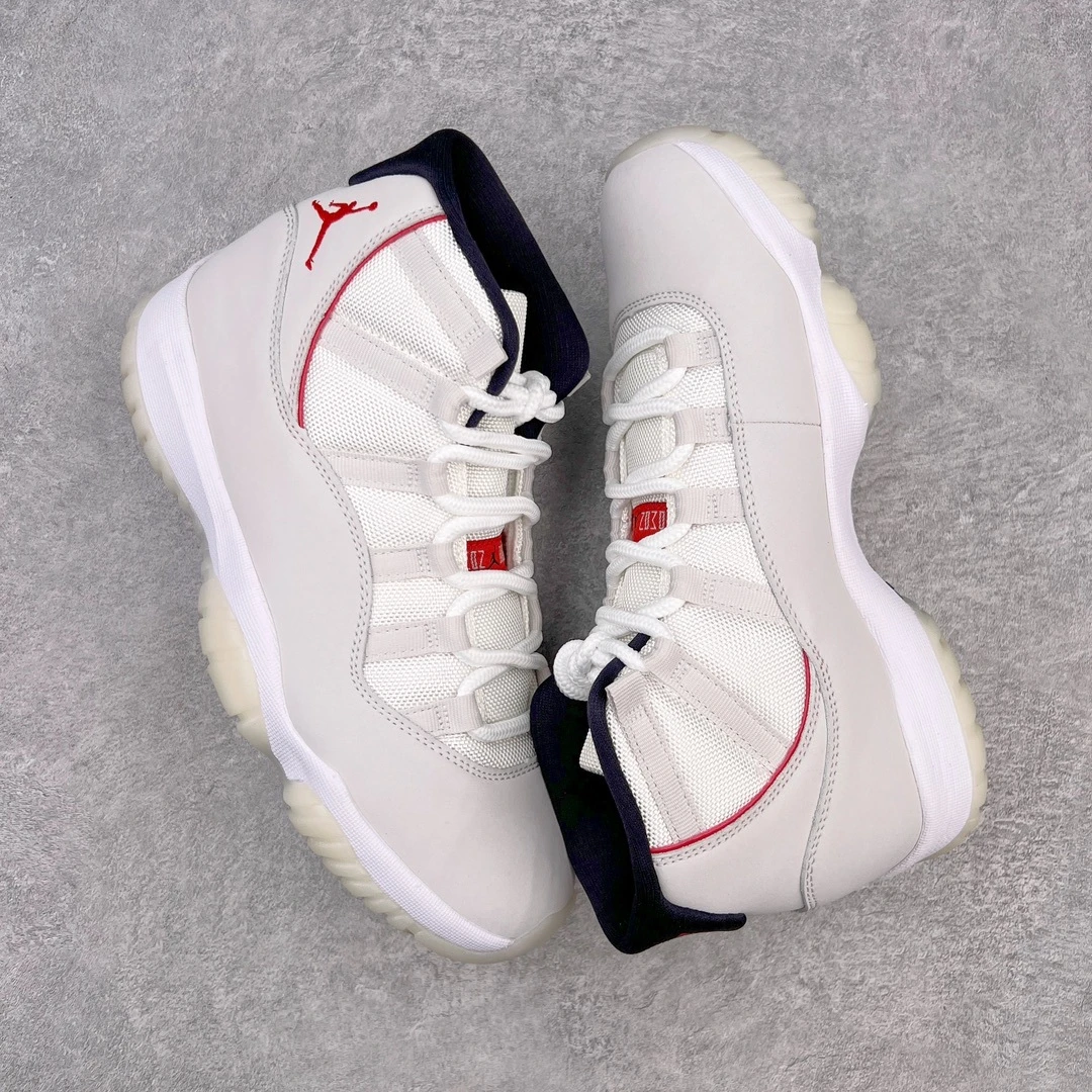 Air Jordan 11 Low "White, Black & Red" Premium Sneakers