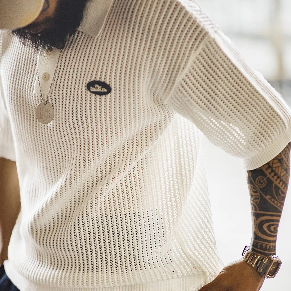 Men's Vintage Hollow Knit Polo Shirt