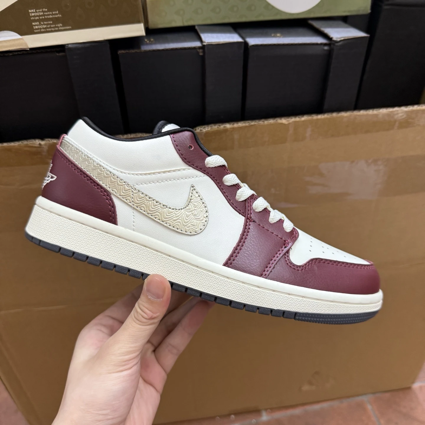 . Air Jordan Low – Burgundy & White Premium Edition