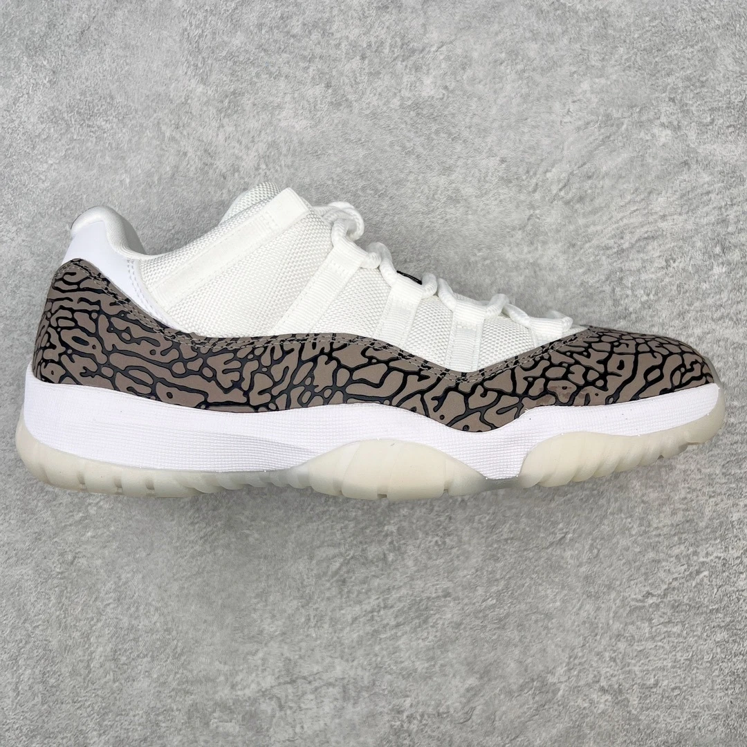 Air Jordan 11 Low "White & Grey Elephant Print" Premium Sneakers