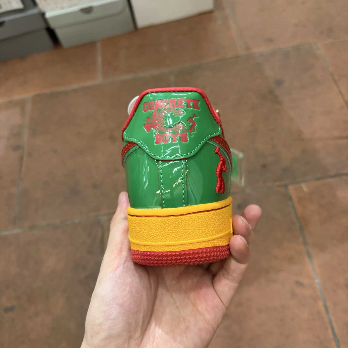 Nike Air Force 1 Low Sneakers – Green, Yellow & Red Patent