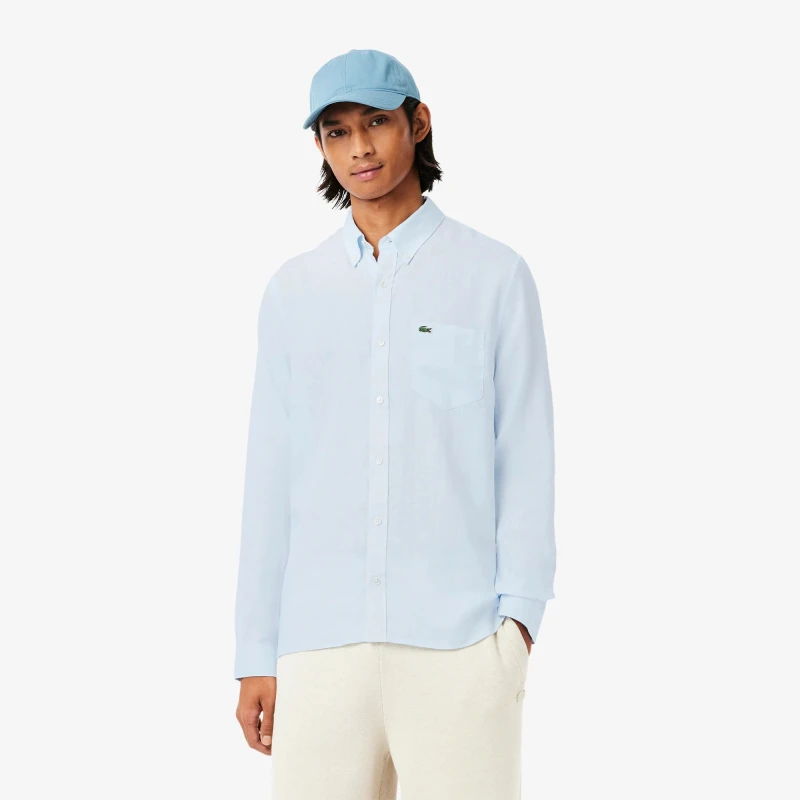 Lacoste Men's Light Blue Linen Shirt