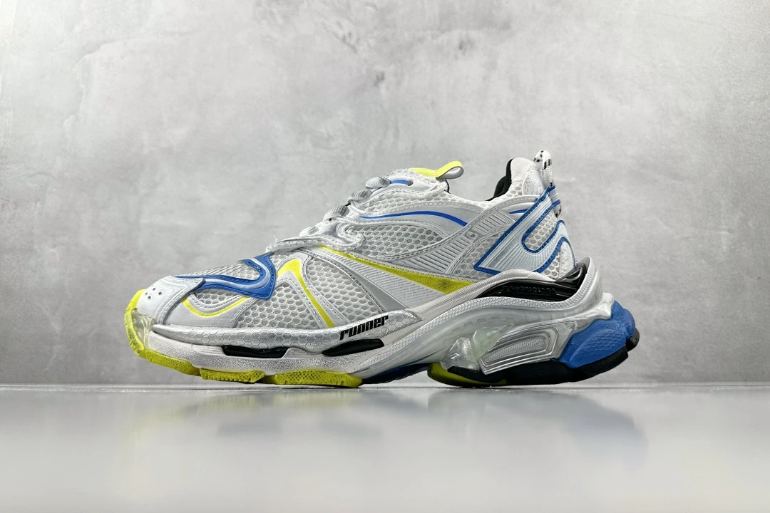 Balenciaga Runner White Blue Volt Yellow Designer Sneaker