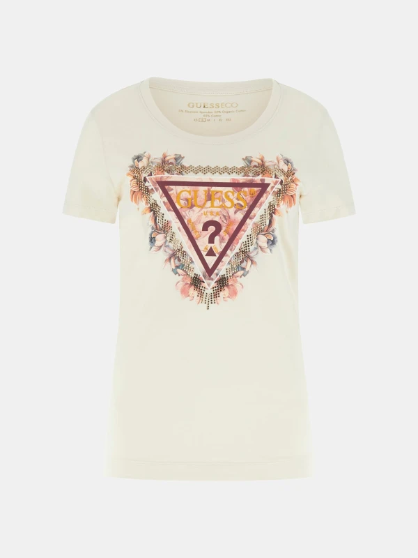 Guess Women's Beige Print T-Shirt - Fall/Winter Collection