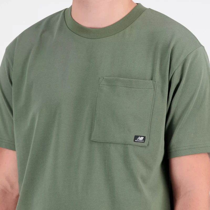New Balance Men's Green Cotton T-shirt with Pocket