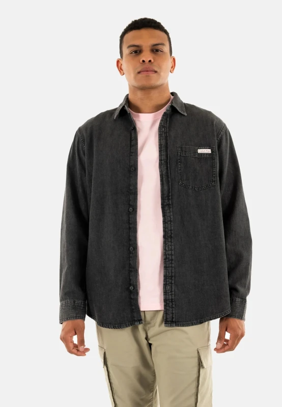 Calvin Klein Jeans Men's Black Cotton Shirt