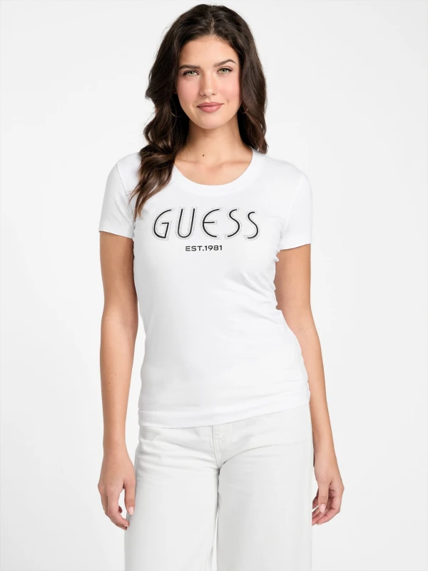 Guess Women's White Printed T-Shirt