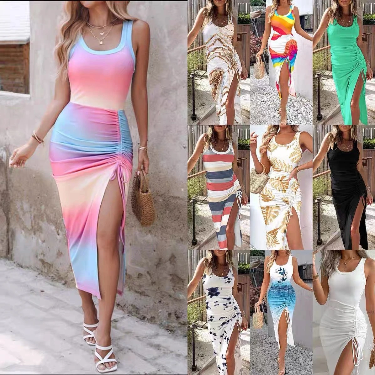 Women's Amazon Maxi Dress - Flowy V-Neck Sleeveless Summer Beach Sundress