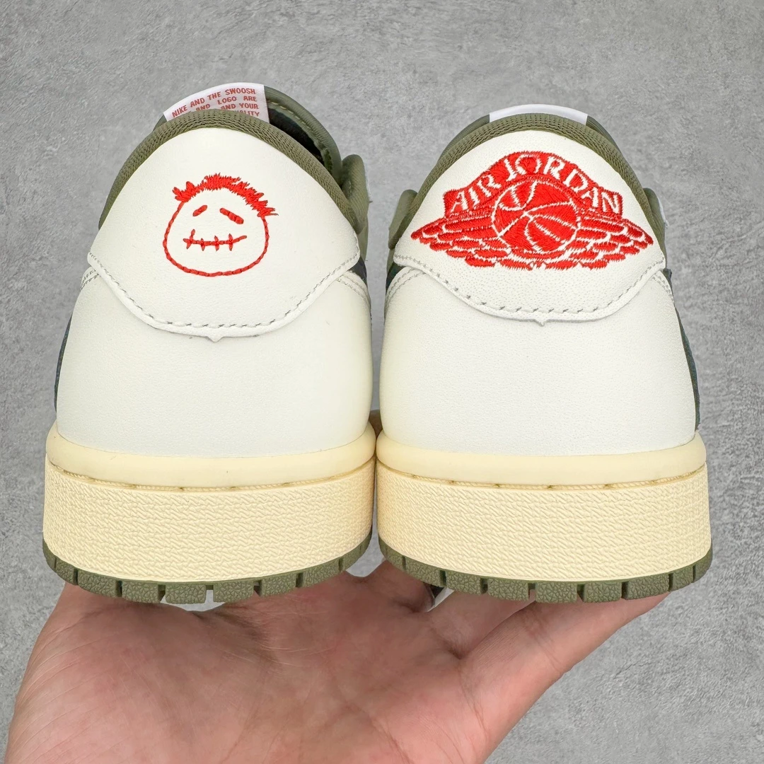 Nike Air Jordan 1 Low "Olive Green & White" Premium Sneakers