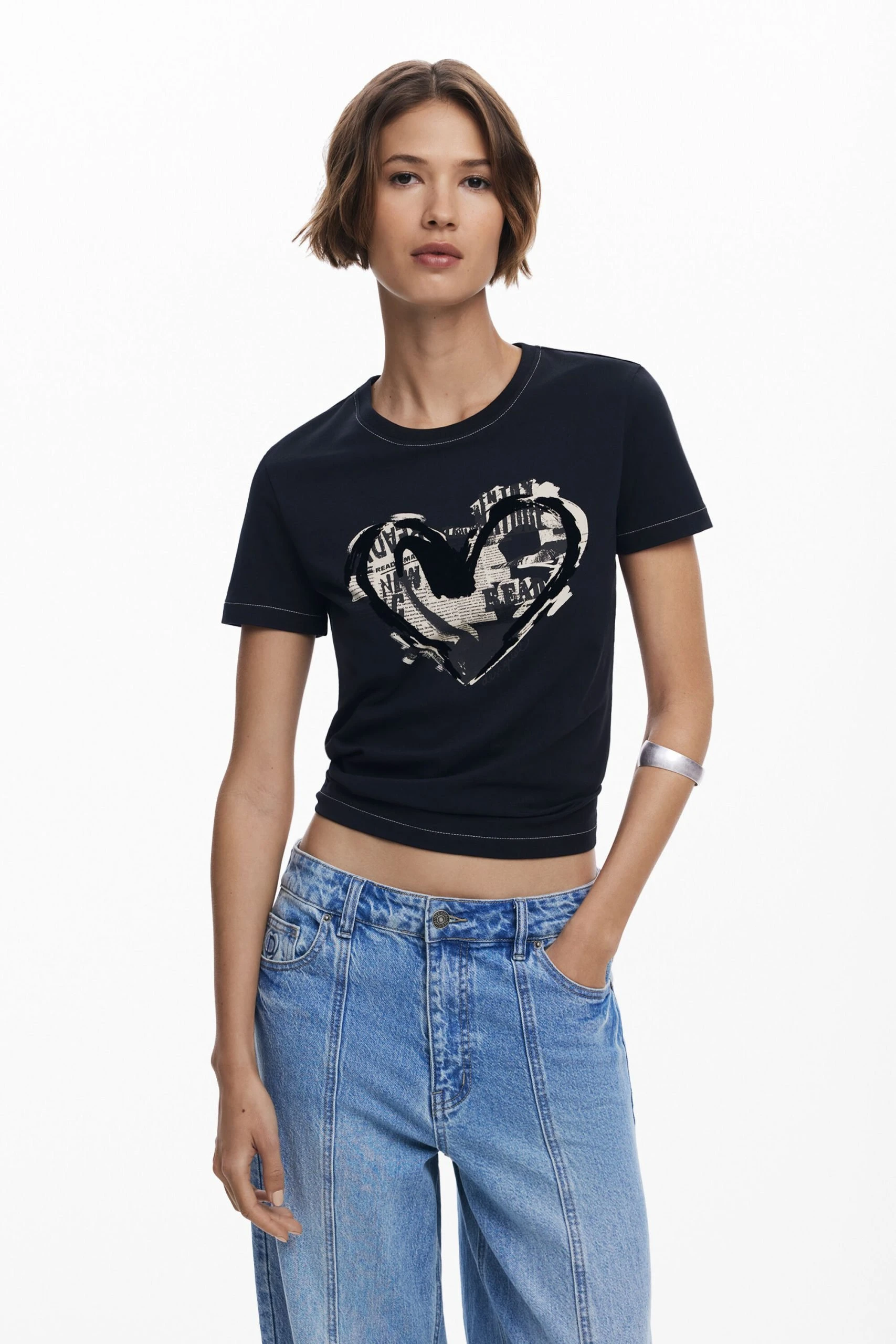 Desigual Women's Black Printed T-Shirt