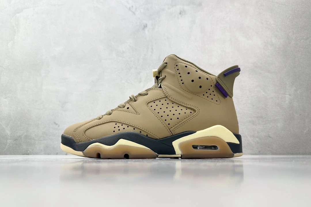 Air Jordan 6 "Khaki Purple" Premium Basketball Sneakers