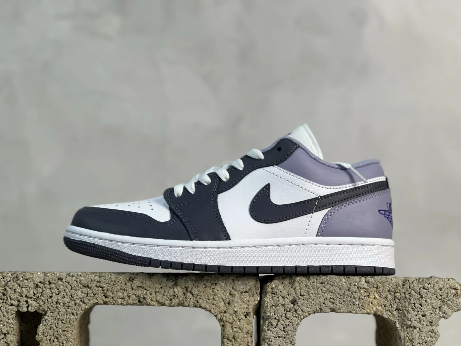 Air Jordan 1 Low – White, Black & Lavender Purple Sneakers